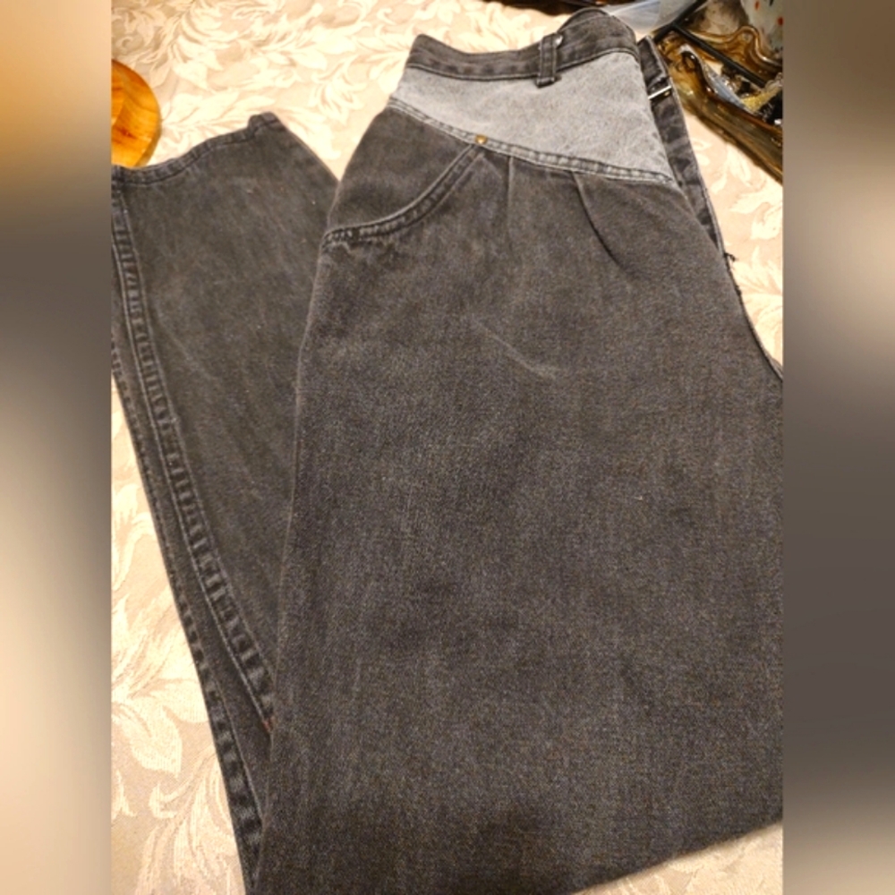 🐈⬛🩶🐈⬛ Amazing Vintage 80's Authentic Gitano 2-Toned Black & Grey Jeans - 10 - Picture 5 of 16